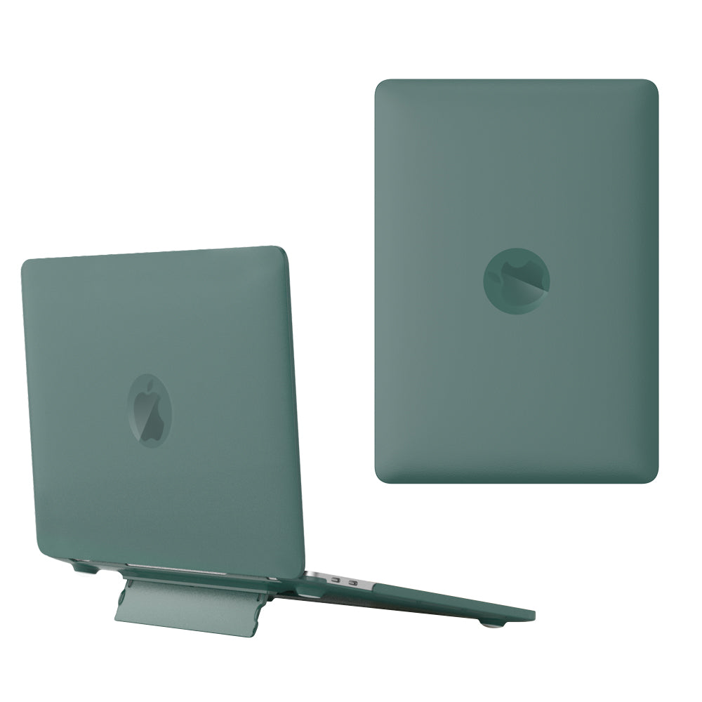 Matte Hard PC Case for Macbook Air 15 inch (2023) A2941 Lightweight Shockproof Laptop Cover with Kickstand - Midnight Green