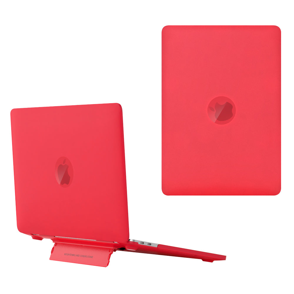 Matte Hard PC Case for Macbook Air 15 inch (2023) A2941 Lightweight Shockproof Laptop Cover with Kickstand - Red