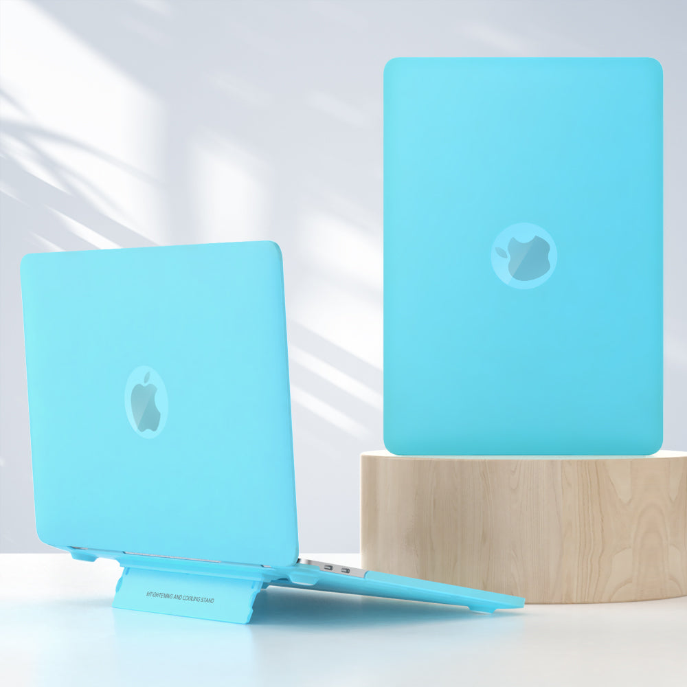 Matte Hard PC Case for Macbook Air 15 inch (2023) A2941 Lightweight Shockproof Laptop Cover with Kickstand - Blue
