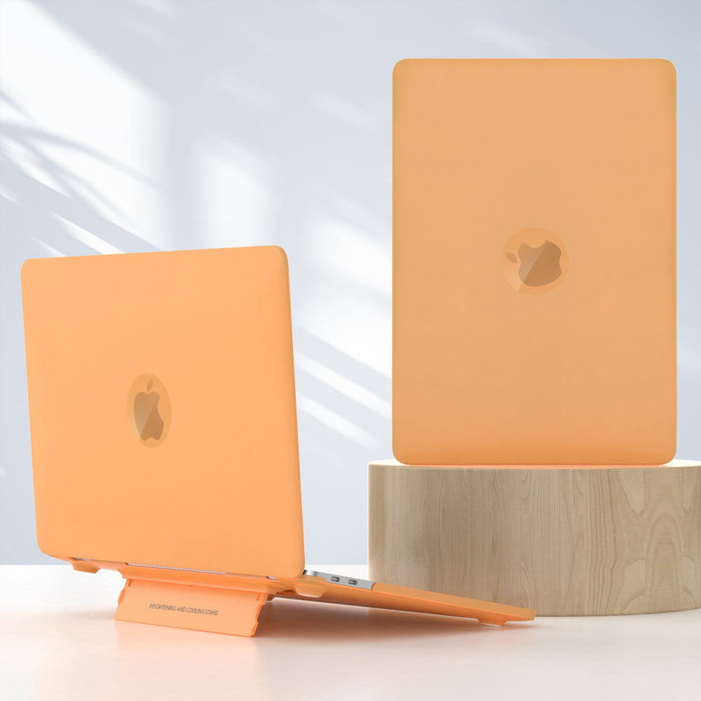 Matte Hard PC Case for Macbook Air 15 inch (2023) A2941 Lightweight Shockproof Laptop Cover with Kickstand - Yellow