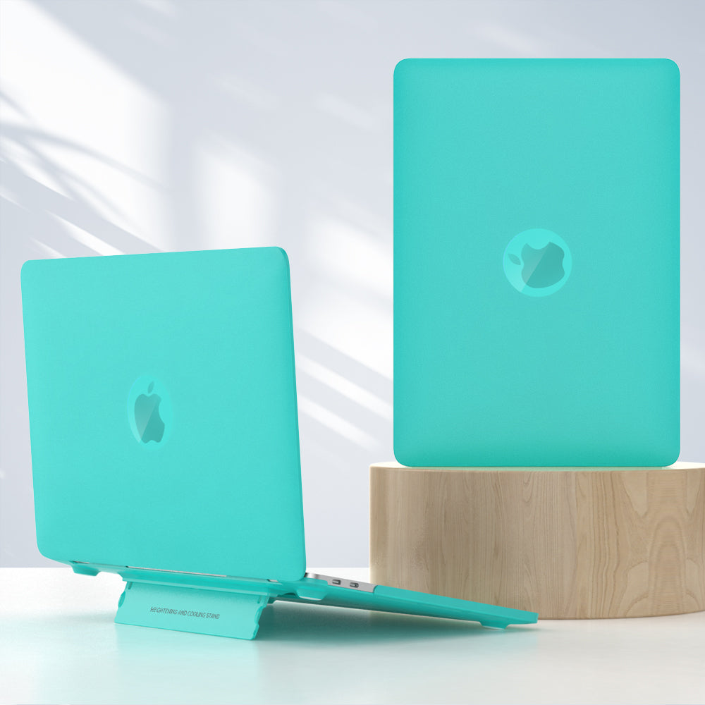 Matte Hard PC Case for Macbook Air 15 inch (2023) A2941 Lightweight Shockproof Laptop Cover with Kickstand - Light Green
