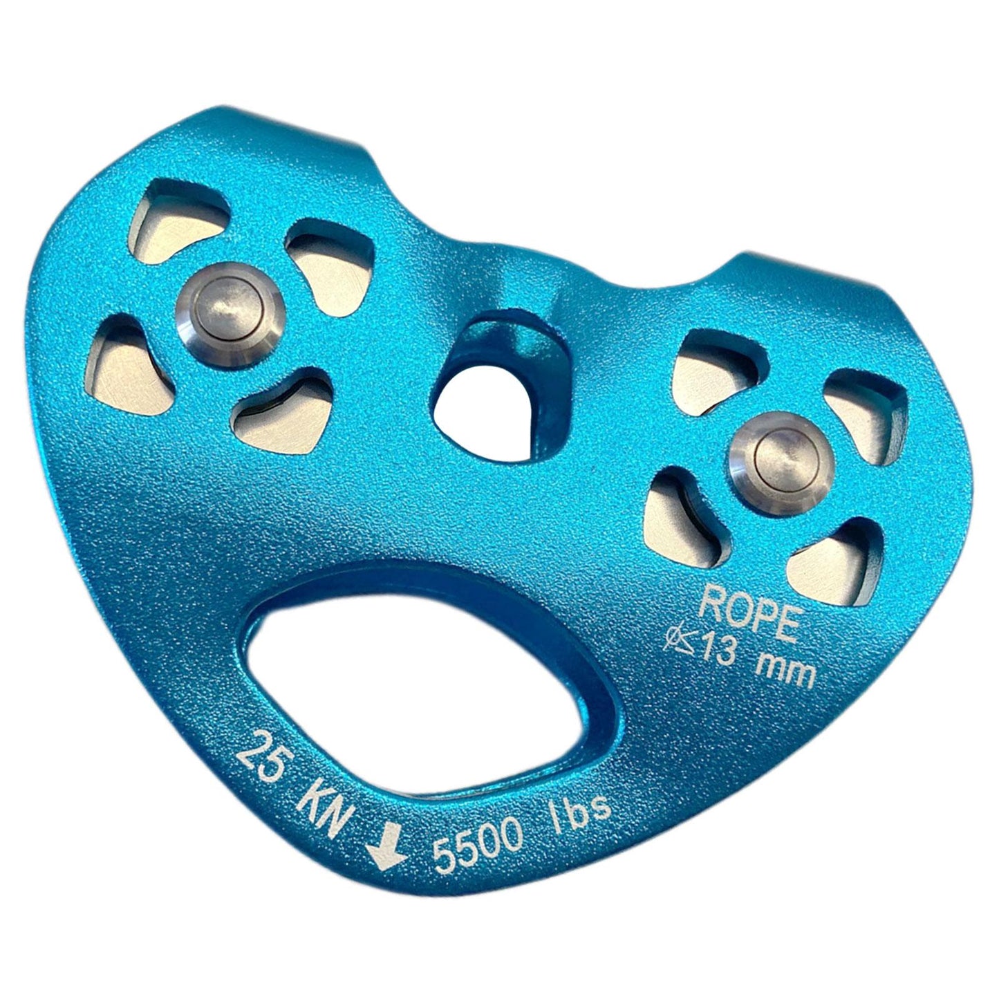 25KN Climbing Double Pulley Trolley Aluminum Alloy Arborist Rock Climbing Sky Blue