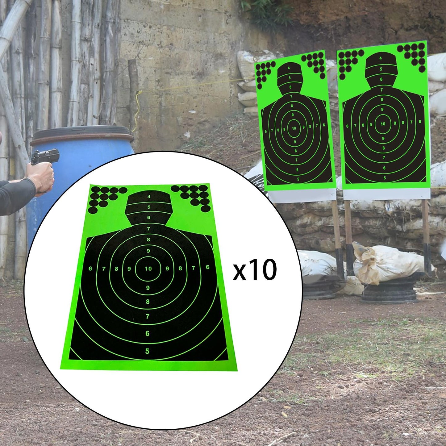 10x Shooting Targets Stickers Binders Shoot Target Paper Reactive Splatter
