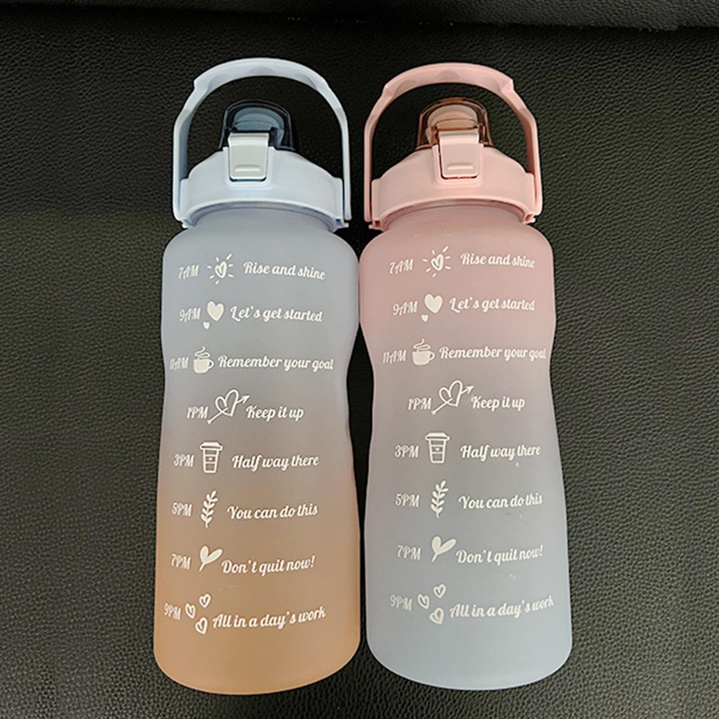 2L Sport Water Bottle Portable Large Capacity Drinking Cup with Straw Blue