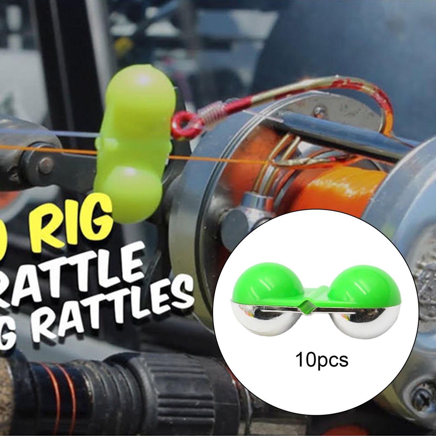 10Pcs Sea Fishing Inline Rattle Fish Bite Alarm DIY Lure Hook Fish Tackle Green