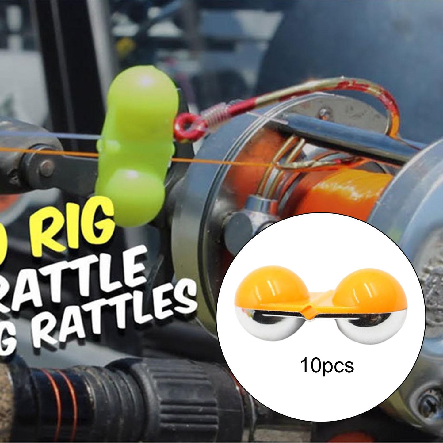 10Pcs Sea Fishing Inline Rattle Fish Bite Alarm DIY Lure Hook Fish Tackle Orange