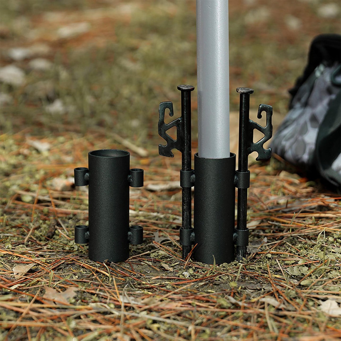 2Pcs Camping Tent Stakes with Rod Fixed Tube 30cm With Holder