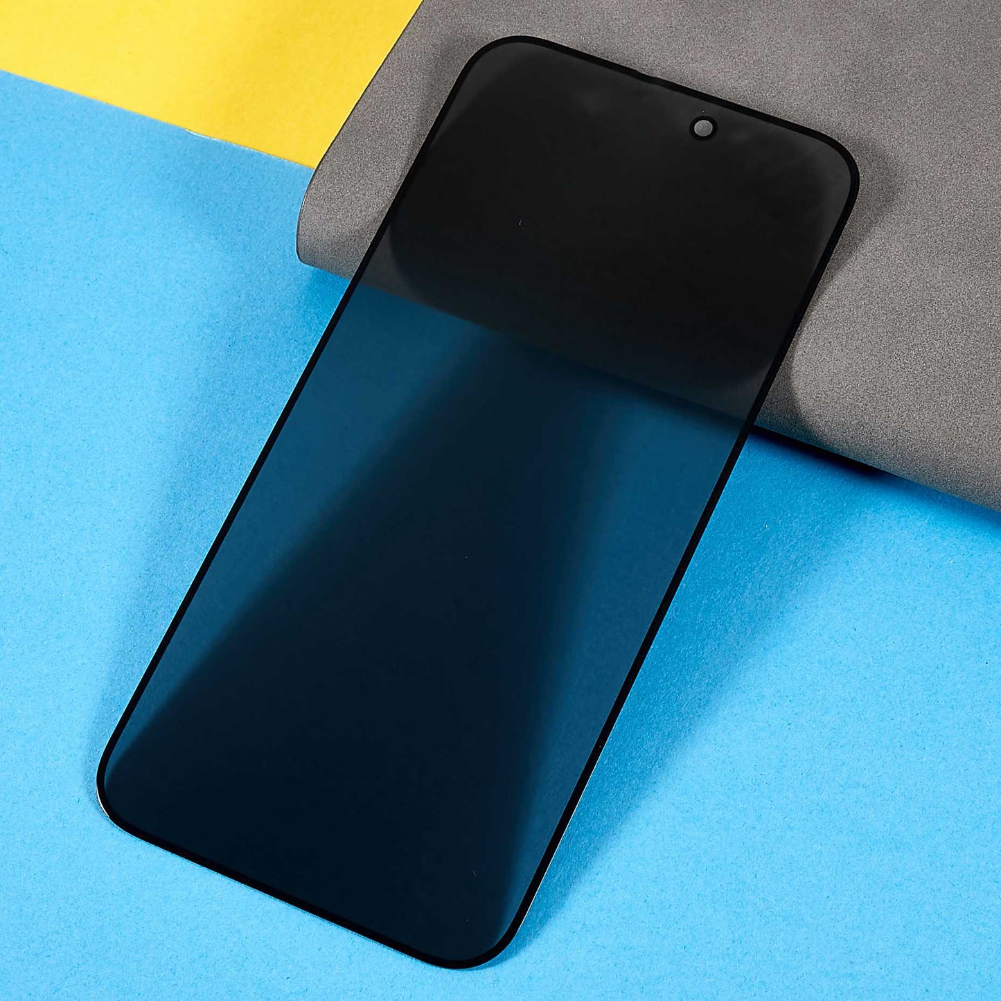 Uniqkart for iPhone 15 Pro Max Anti-Spy Screen Protector Full Coverage Silk Printing Side Glue Tempered Glass Film