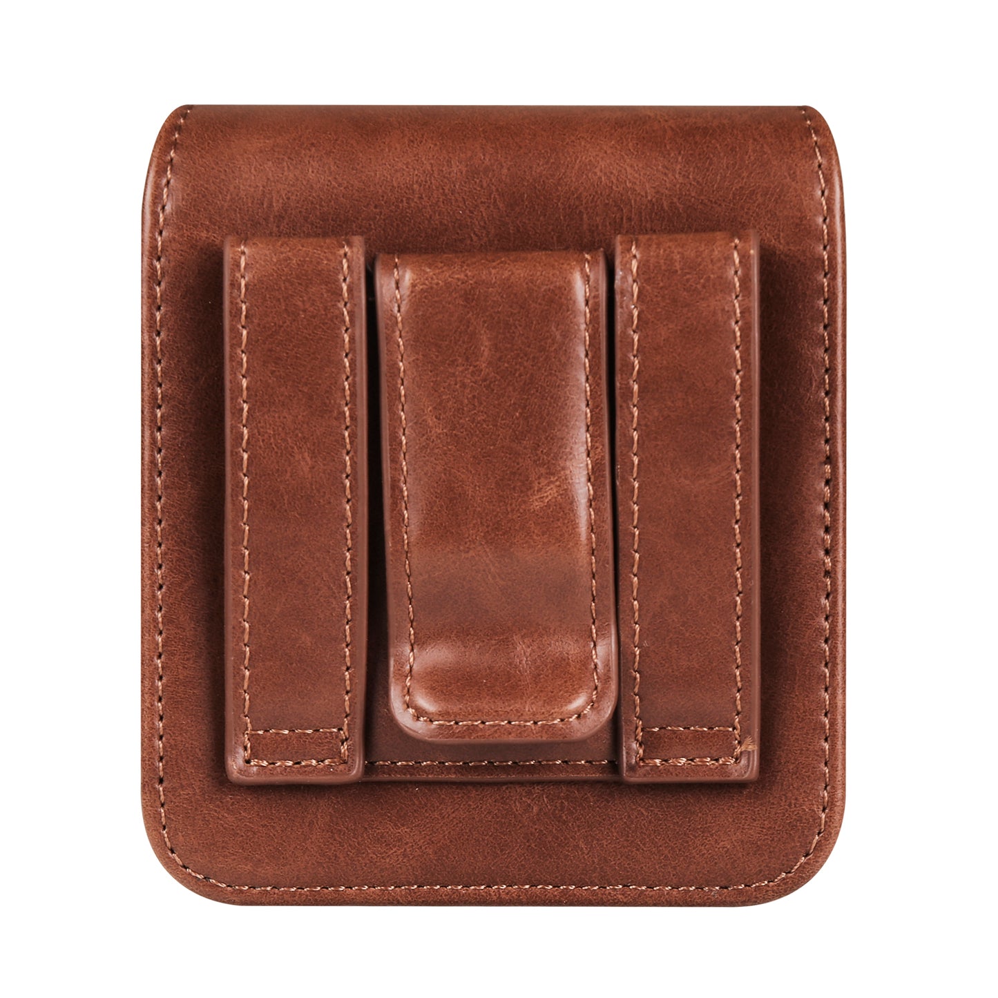 Uniqkart for Samsung Galaxy Z Flip3 5G / Z Flip4 5G / Z Flip5 5G Crazy Horse PU Leather Phone Belt Bag Wasit Phone Holster Pouch - Light Brown