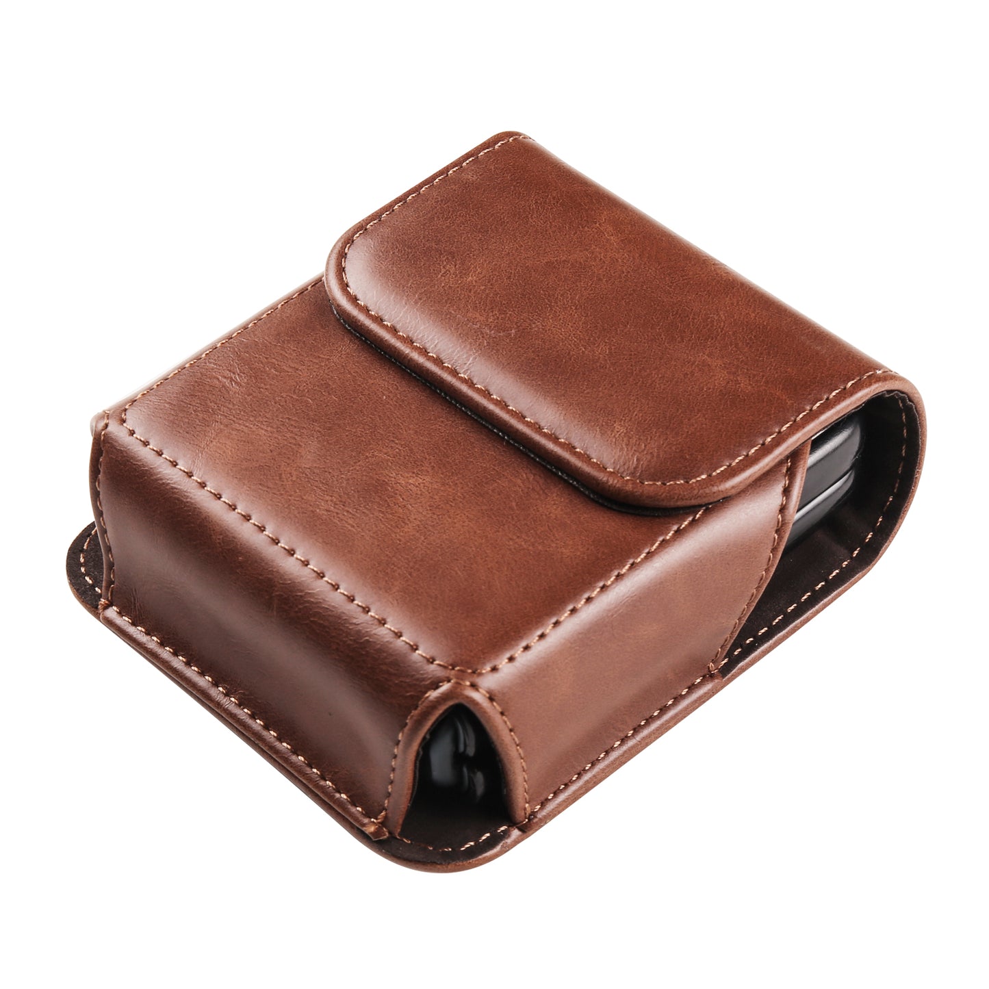 Uniqkart for Samsung Galaxy Z Flip3 5G / Z Flip4 5G / Z Flip5 5G Crazy Horse PU Leather Phone Belt Bag Wasit Phone Holster Pouch - Light Brown