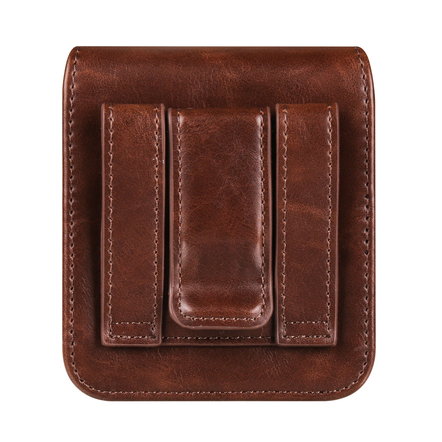 Uniqkart for Samsung Galaxy Z Flip3 5G / Z Flip4 5G / Z Flip5 5G Crazy Horse PU Leather Phone Belt Bag Wasit Phone Holster Pouch - Coffee