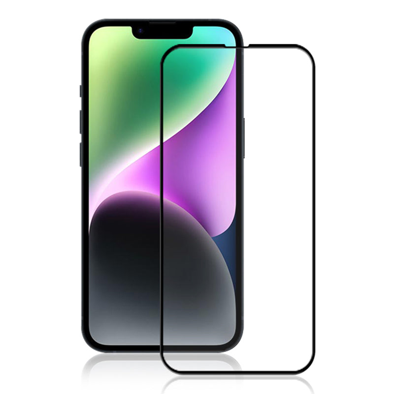 For iPhone 15 Plus HD Clear Screen Protector Silk Printing Full Glue Tempered Glass Film - Black