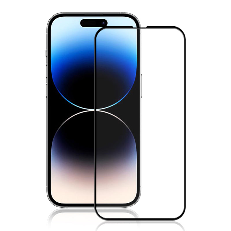 For iPhone 15 Pro High Transparency Screen Protector Silk Printing Full Glue Tempered Glass Film - Black
