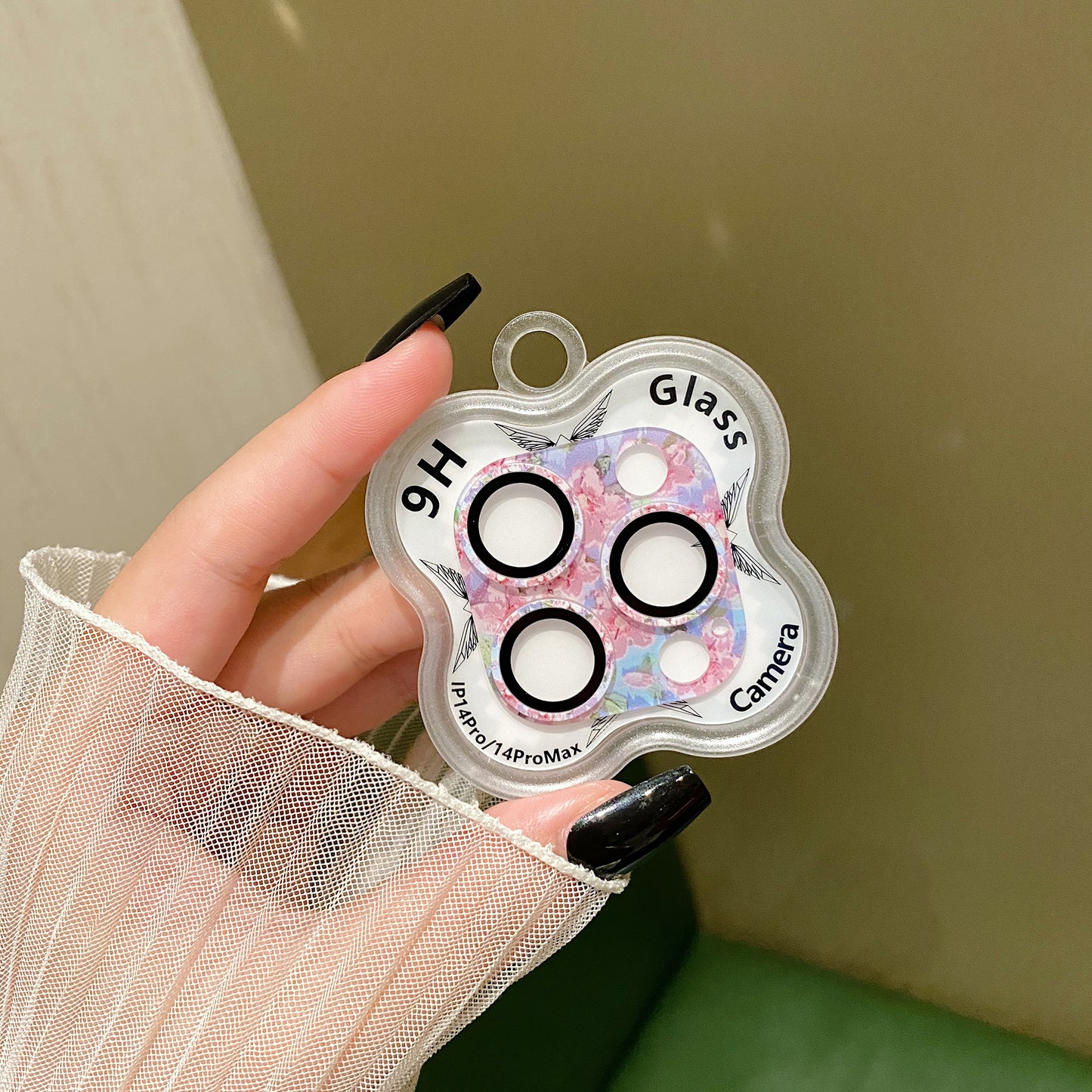 Uniqkart For iPhone 14 Pro / 14 Pro Max Camera Lens Protector 9H Tempered Glass Pattern Lens Film - Style D