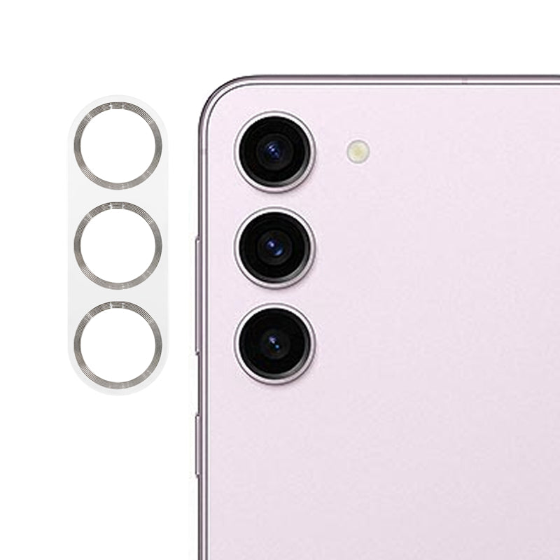 Uniqkart For Samsung Galaxy S23 / S23+ Camera Lens Protector CD Texture Tempered Glass Back Lens Film - Silver
