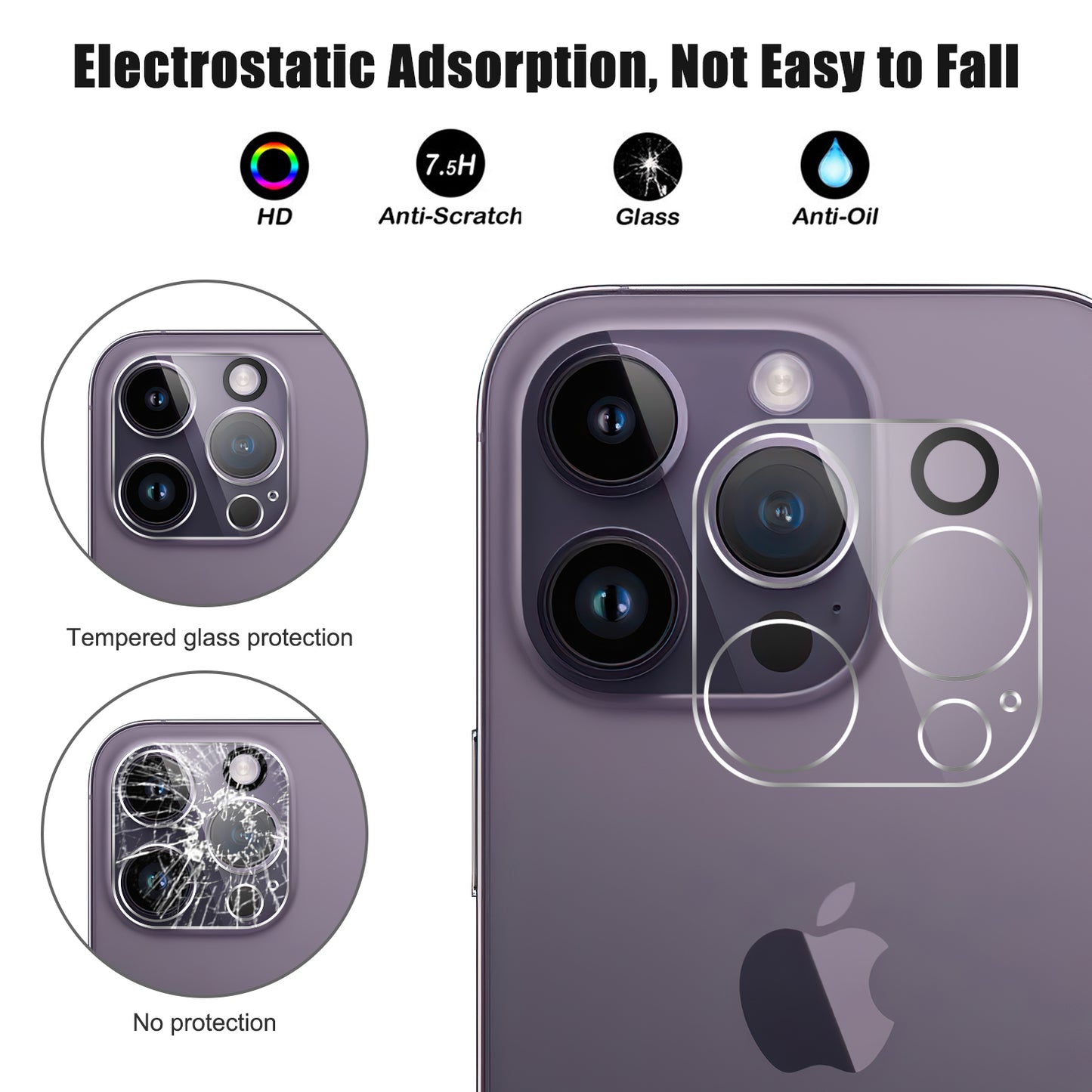 Uniqkart for iPhone 15 Pro Max Anti-scratch Tempered Glass Screen Protector Ultra Clear Film + Camera Lens Protector