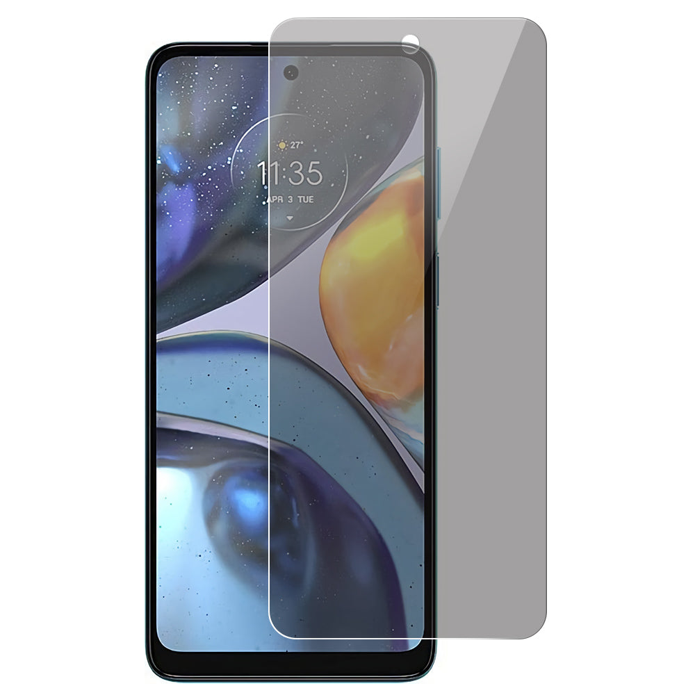 Uniqkart for Motorola Moto G22 Anti-spy Arc Edge Tempered Glass Film Phone Screen Protector (0.3mm Thickness)
