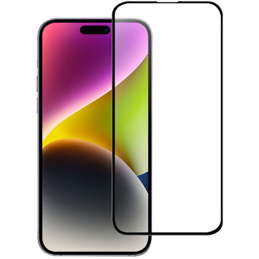 Uniqkart for iPhone 15 Pro Phone Screen Protector Black Edge Full Glue AGC Glass Screen Covering Film