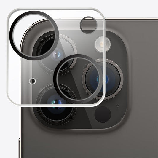 Uniqkart For iPhone 15 Plus / 15 3D Silk Printing Rear Camera Lens Protector 9H 0.3mm Ultra-thin Tempered Glass Film