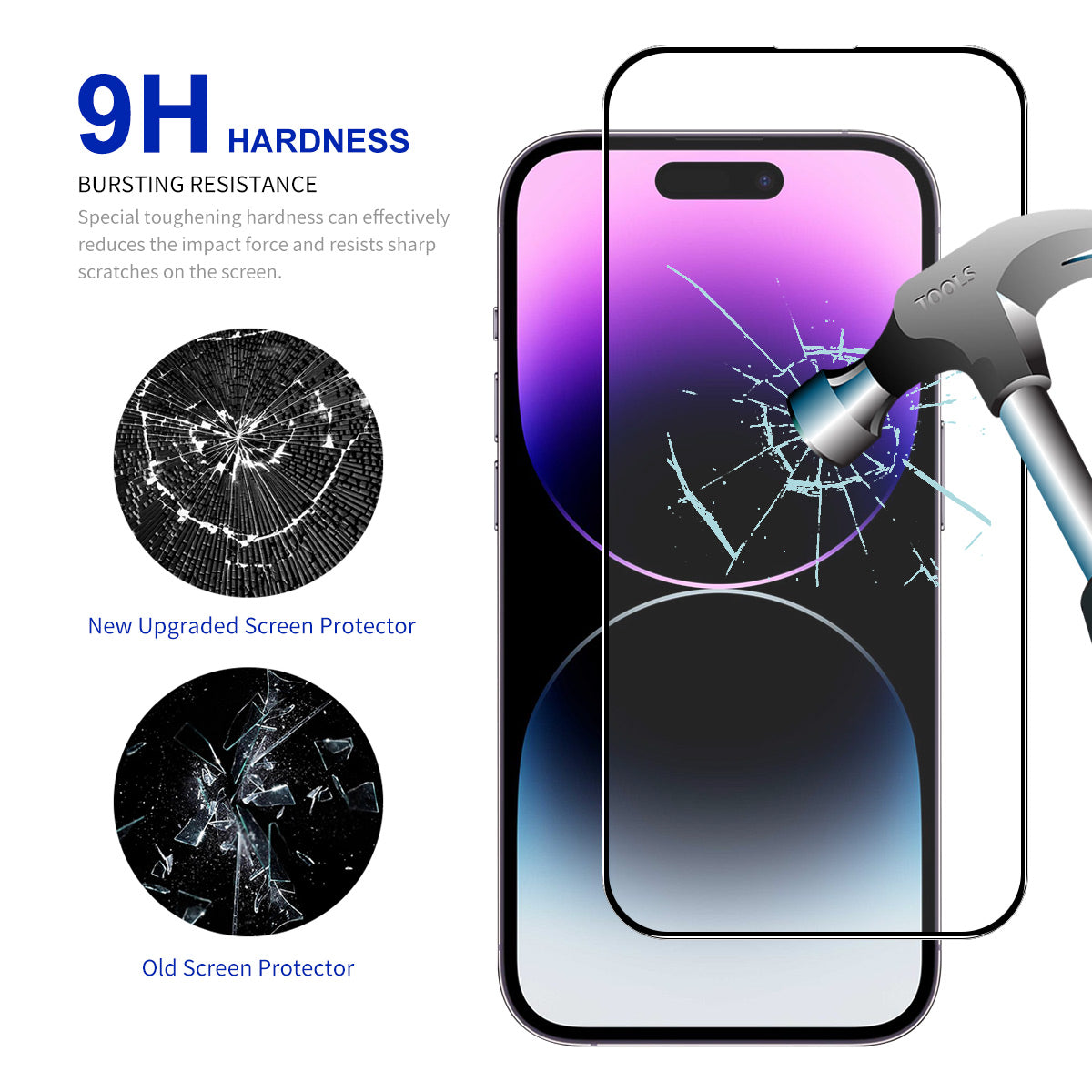 Uniqkart For iPhone 15 Pro 2.5D 0.26mm Screen Protector Silk Printing Full Glue High Aluminium-silicon Glass Full Cover Film