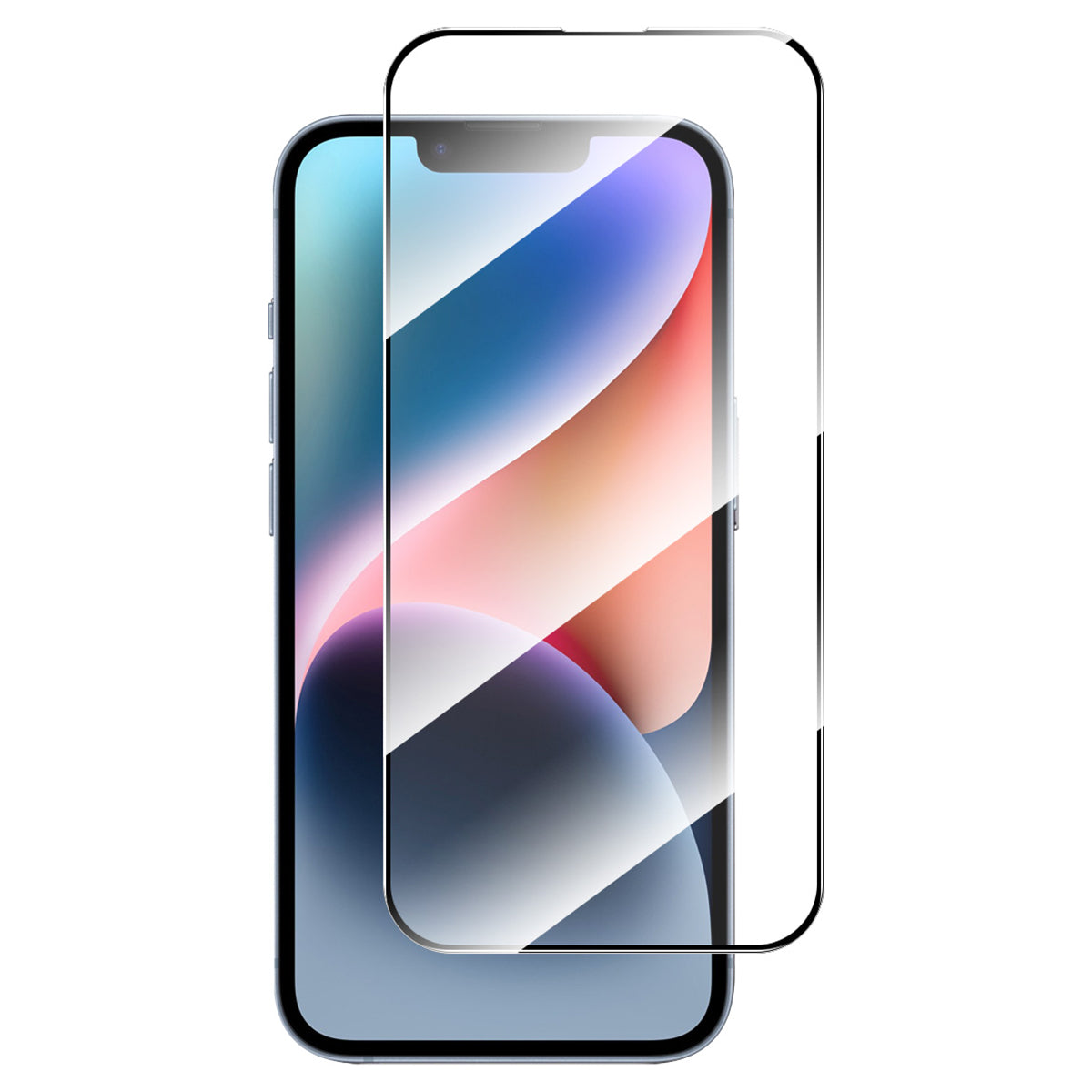 Uniqkart For iPhone 15 High Aluminium-silicon Glass 9H Screen Protector 2.5D 0.26mm Silk Printing Anti-scratch Film