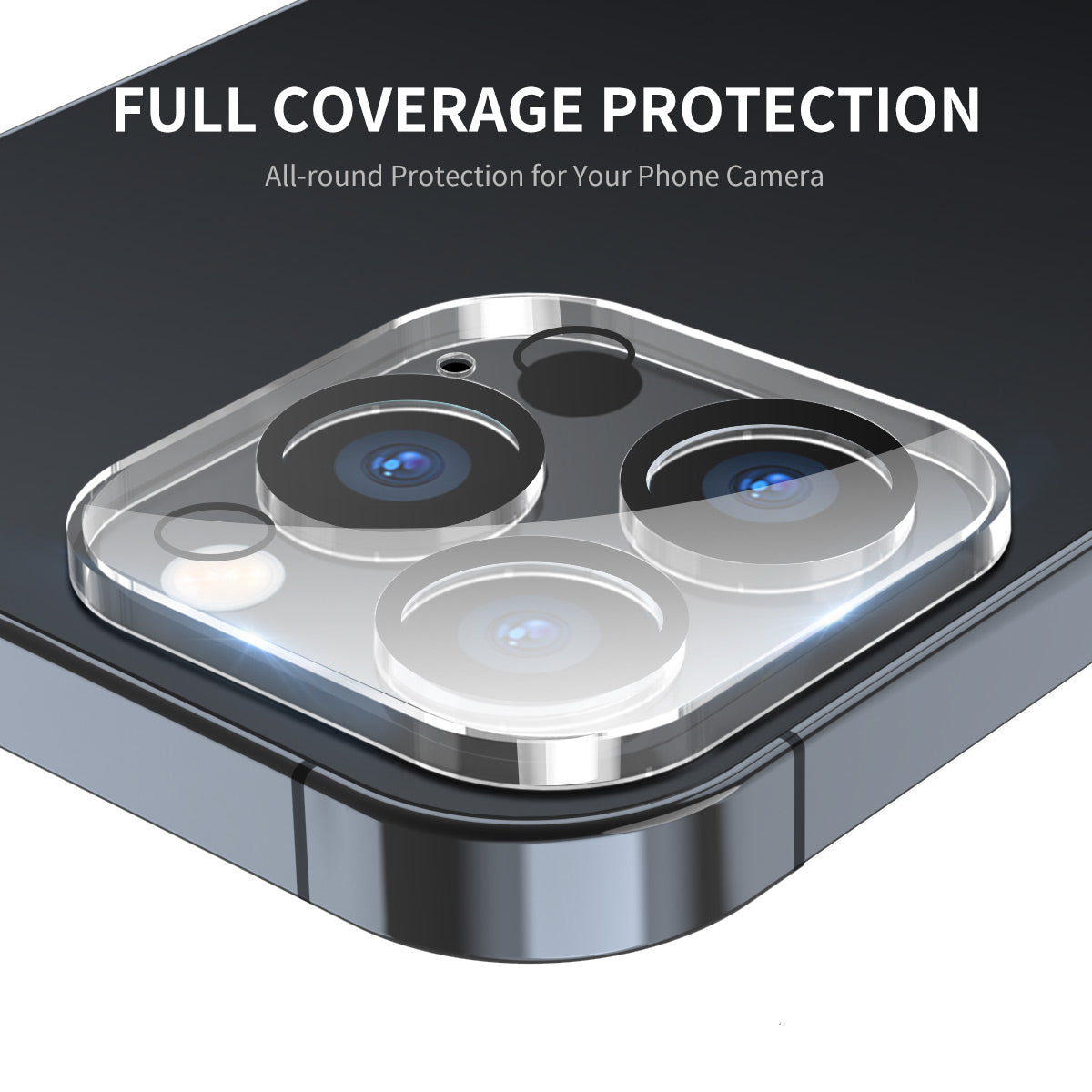 Uniqkart For iPhone 15 Pro / 15 Pro Max Camera Lens Film Full Cover Tempered Glass Back Lens Protector - Black Circle