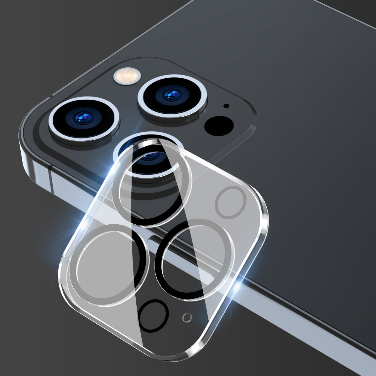 Uniqkart For iPhone 15 Pro / 15 Pro Max Camera Lens Film Full Cover Tempered Glass Back Lens Protector - Black Circle