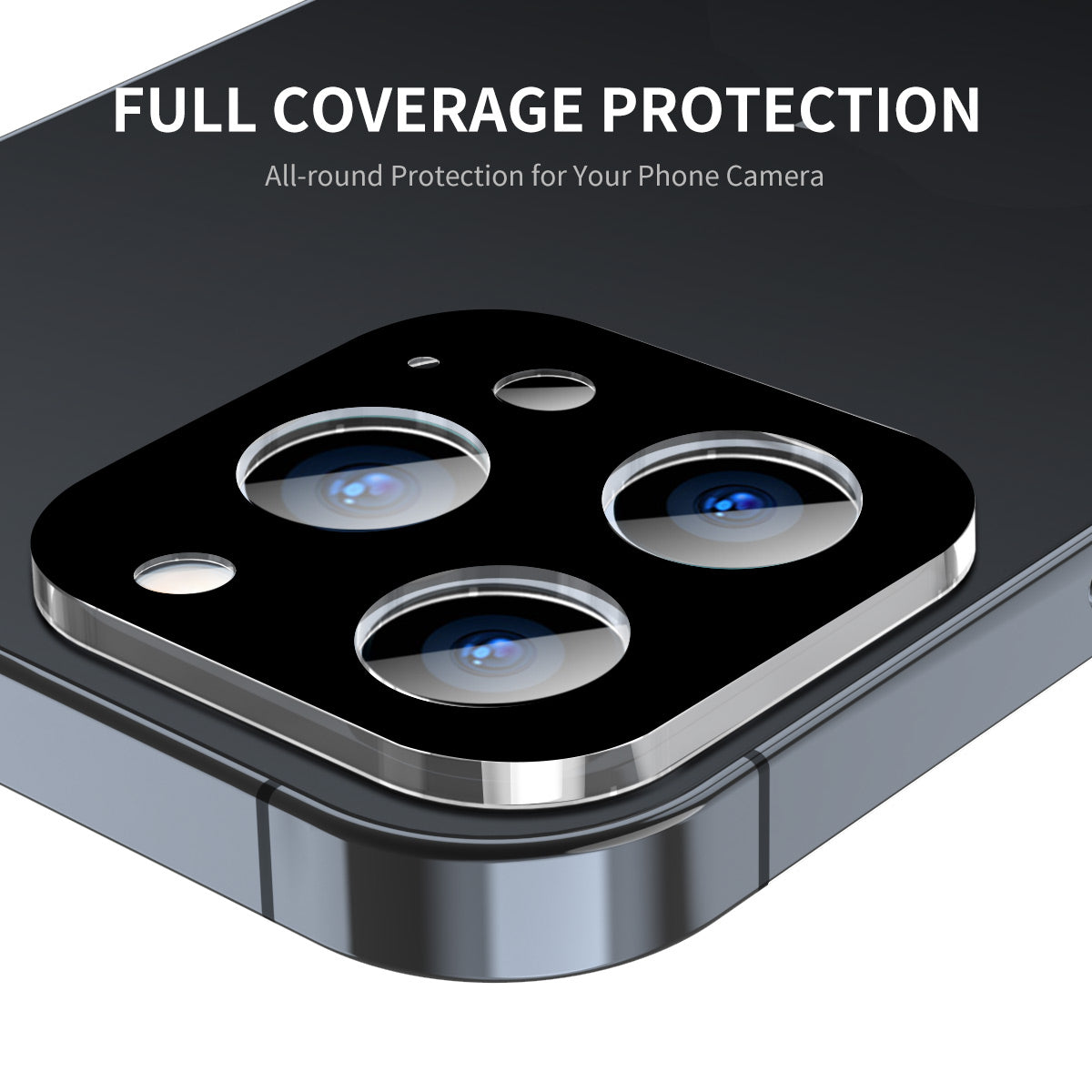 Uniqkart For iPhone 15 Pro / 15 Pro Max Silk Printing Camera Lens Film Full Cover Tempered Glass Lens Protector