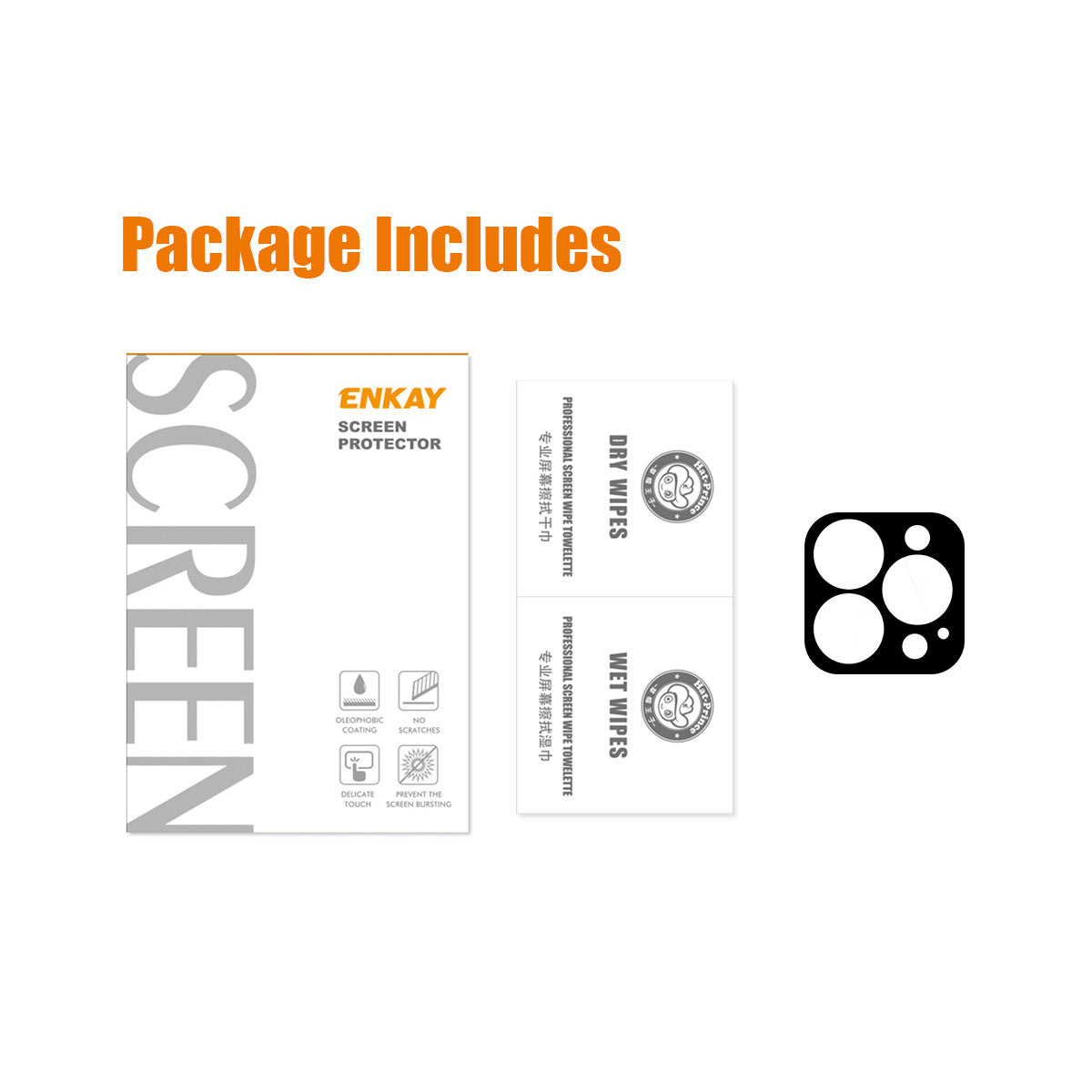 Uniqkart For iPhone 15 Pro / 15 Pro Max Silk Printing Camera Lens Film Full Cover Tempered Glass Lens Protector