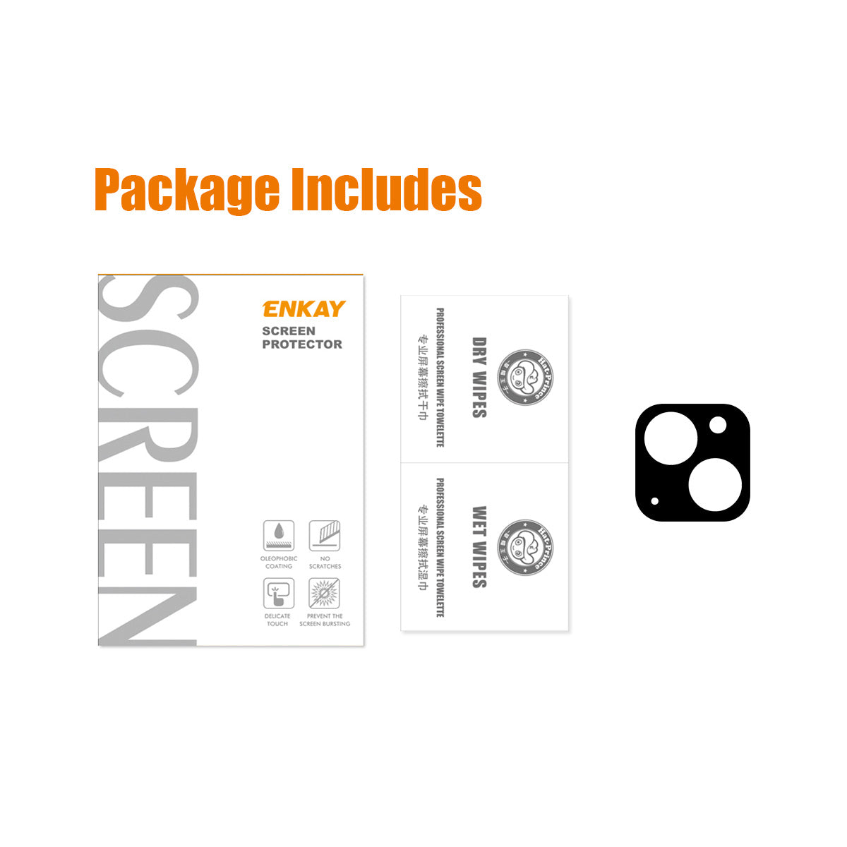 Uniqkart For iPhone 15 / 15 Plus Tempered Glass Camera Lens Protector Full Cover Silk Printing Lens Film