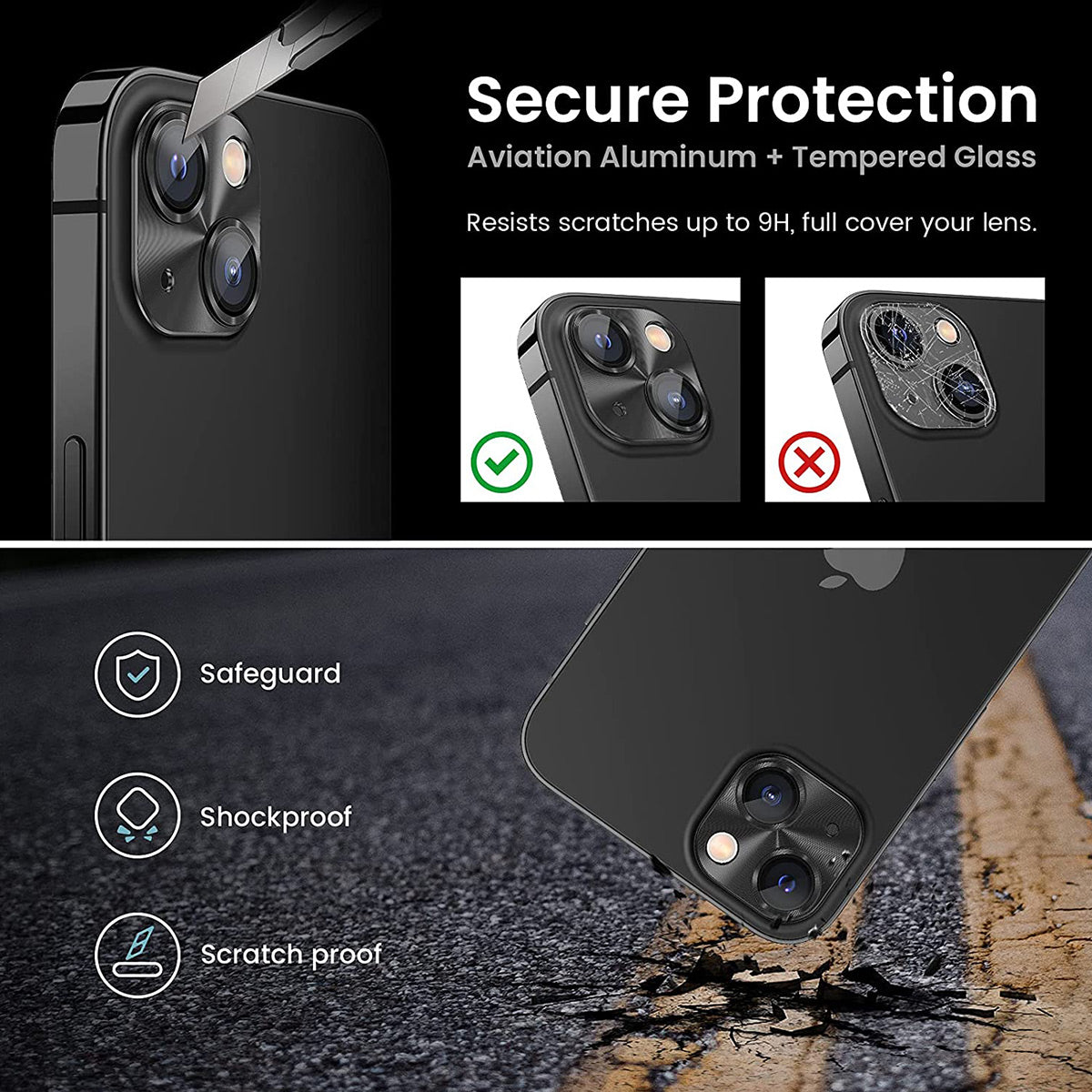 Uniqkart For iPhone 15 / 15 Plus Camera Lens Protector Aluminum Alloy + Tempered Glass Integrated Full Cover Lens Film - Pink
