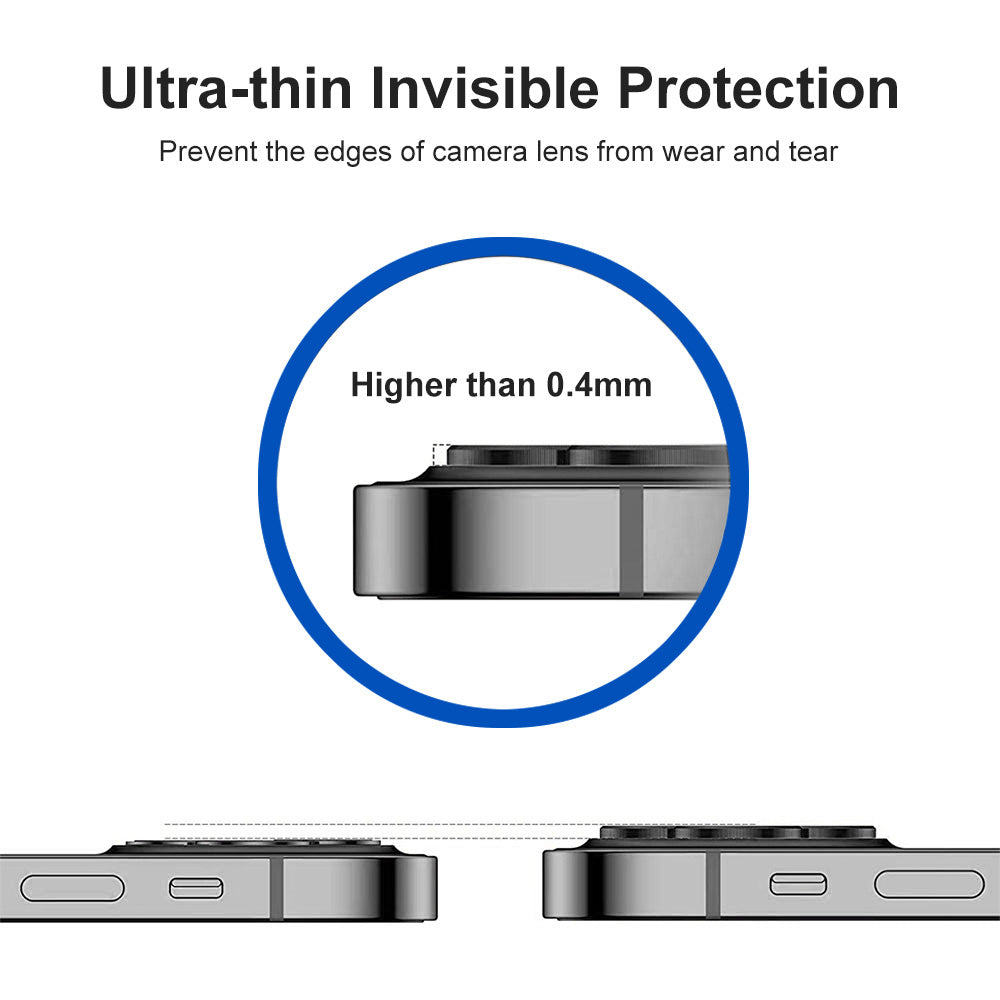 Uniqkart For iPhone 15 / 15 Plus 1 Set Camera Lens Protector Tempered Glass + Aluminum Alloy Ring Rear Lens Film - Black