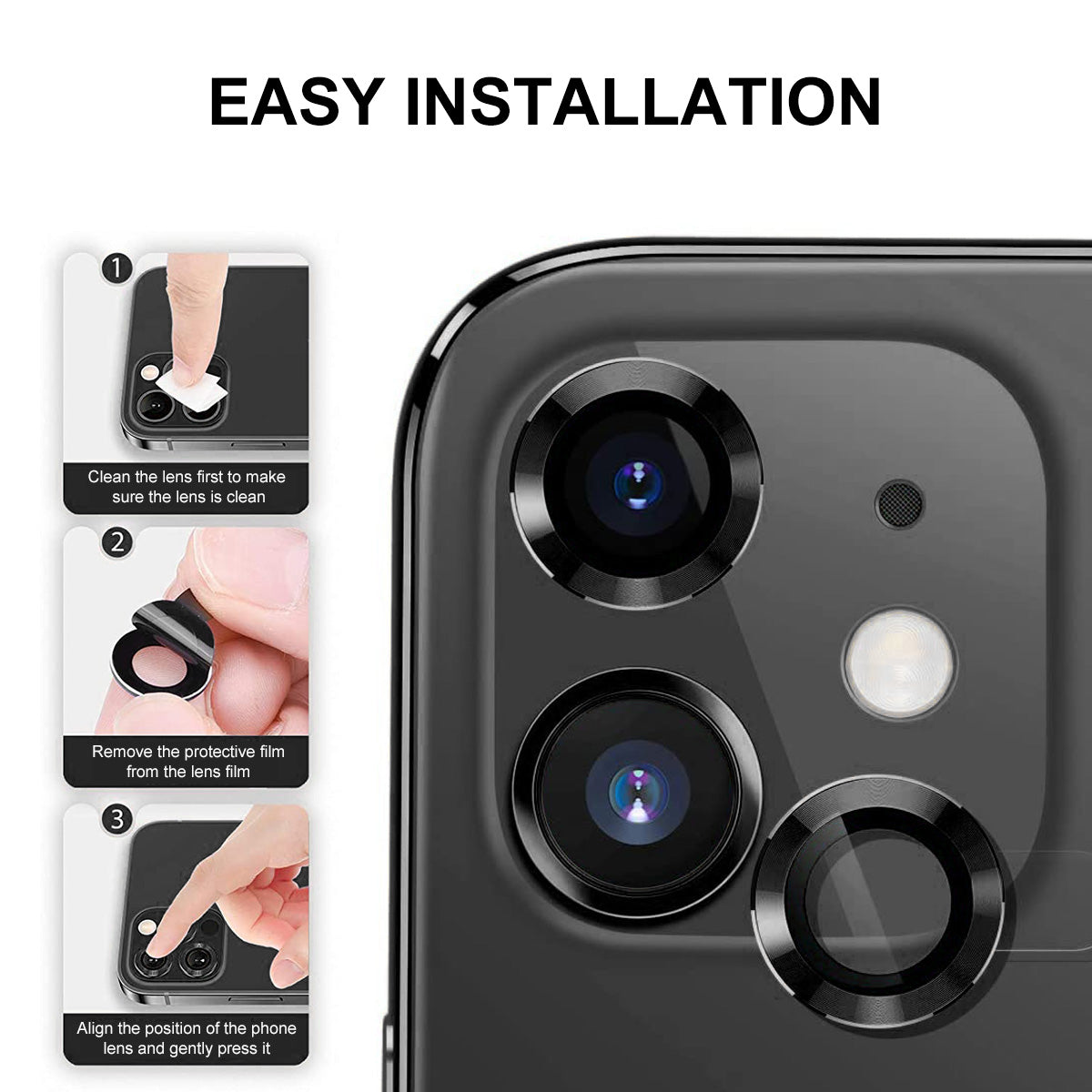Uniqkart For iPhone 15 / 15 Plus 1 Set Camera Lens Protector Tempered Glass + Aluminum Alloy Ring Rear Lens Film - Pink
