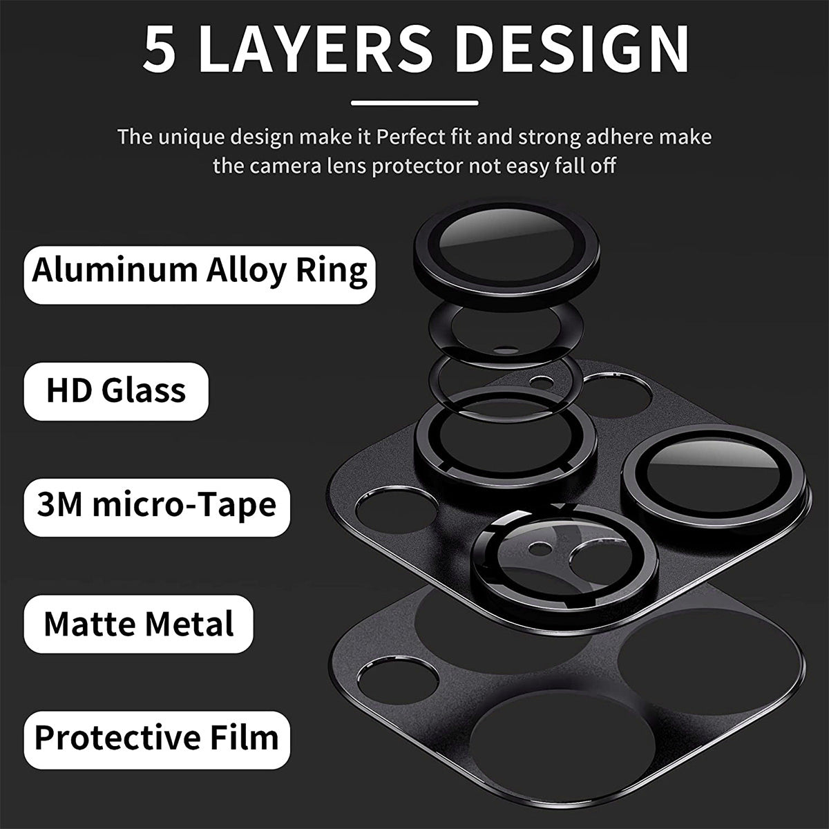 Uniqkart For iPhone 15 Pro / 15 Pro Max AR Ultra Clear Camera Lens Protector Tempered Glass+Aluminum Alloy Lens Film - Blue