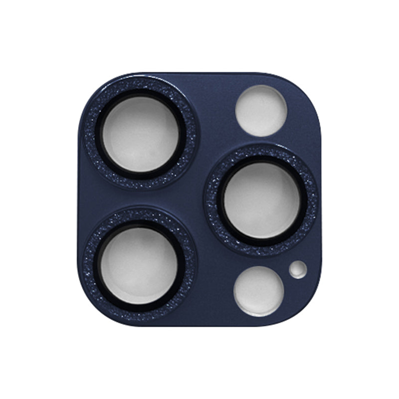 Uniqkart For iPhone 15 Pro / 15 Pro Max Camera Lens Protector Tempered Glass Glitter Camera Lens Film - Blue