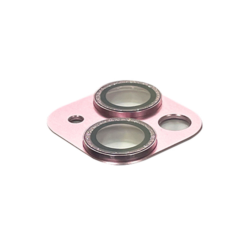 Uniqkart For iPhone 15 / 15 Plus Tempered Glass Camera Lens Protector Glitter Anti-scratch Rear Lens Film - Pink