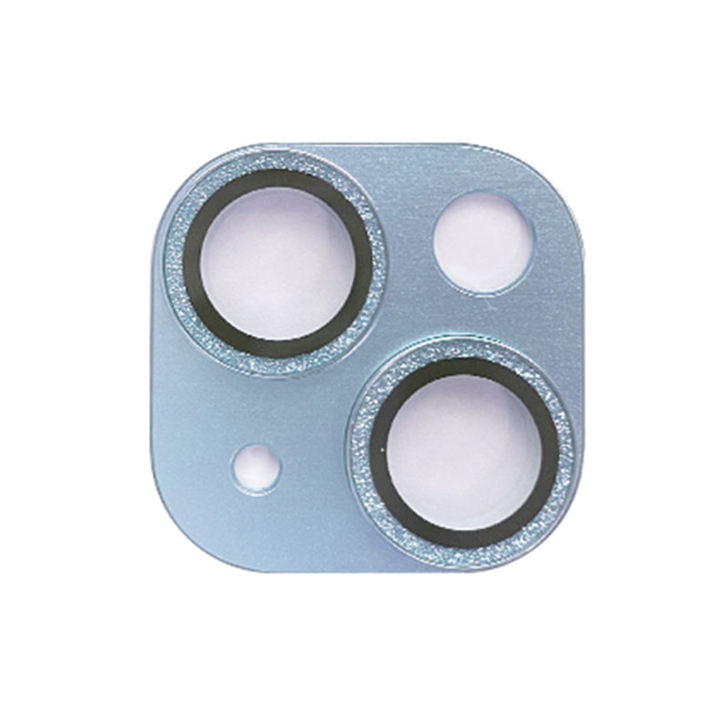 Uniqkart For iPhone 15 / 15 Plus Tempered Glass Camera Lens Protector Glitter Anti-scratch Rear Lens Film - Blue