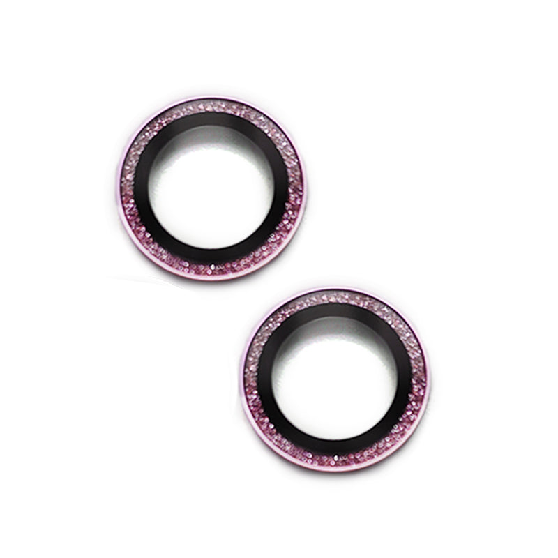 Uniqkart For iPhone 15 / 15 Plus Glitter Camera Lens Protector Tempered Glass AR Clear Back Lens Film - Pink