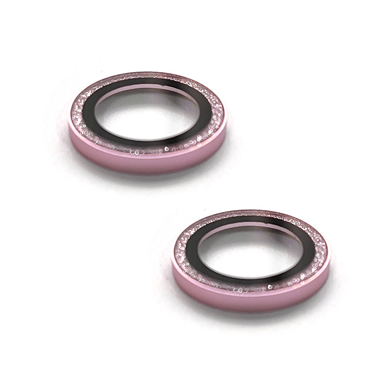 Uniqkart For iPhone 15 / 15 Plus Glitter Camera Lens Protector Tempered Glass AR Clear Back Lens Film - Pink