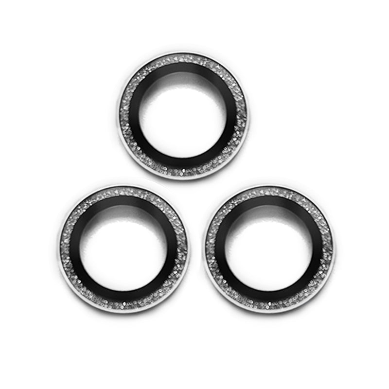 Uniqkart For iPhone 15 Pro / 15 Pro Max Camera Lens Protector AR HD Tempered Glass Glitter Ring Lens Film - Silver