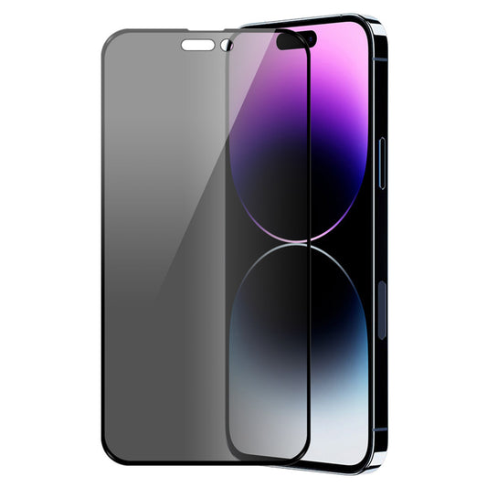 Uniqkart For iPhone 15 Pro 28-degree Anti-peep Screen Protector Full Cover Tempered Glass Anti-glare Film