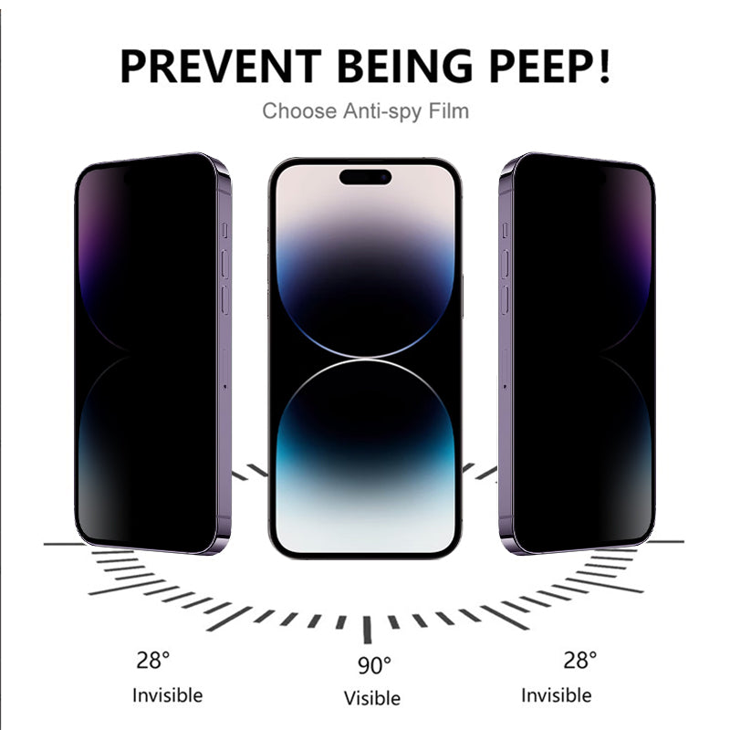 Uniqkart For iPhone 15 Pro Anti-spy Silk Printing Black Edge Screen Protector Full Cover High Aluminium-silicon Glass Film
