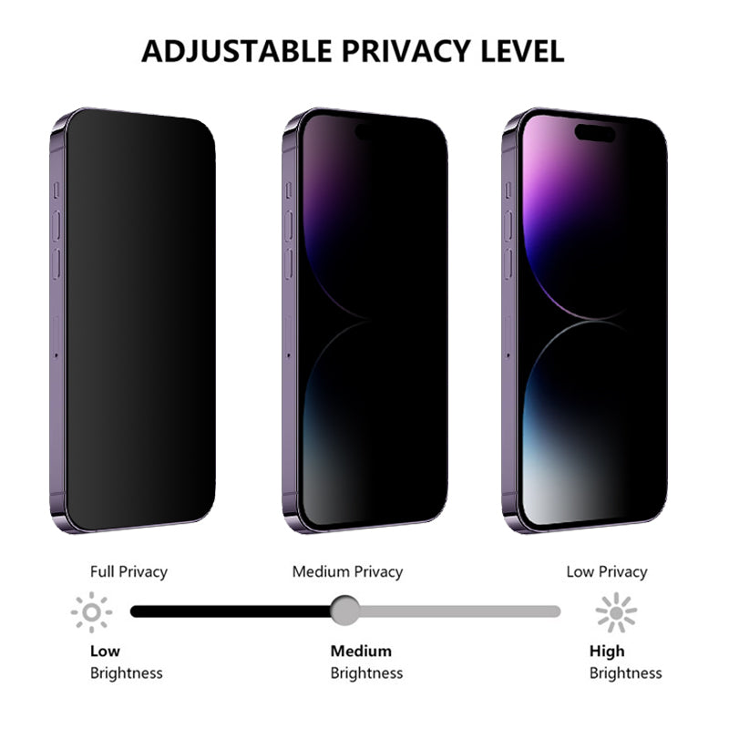 Uniqkart For iPhone 15 Pro Anti-spy Silk Printing Black Edge Screen Protector Full Cover High Aluminium-silicon Glass Film
