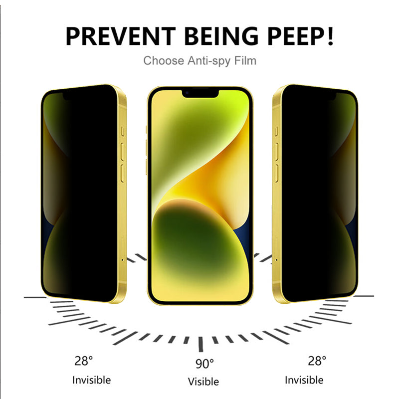 Uniqkart For iPhone 15 Anti-spy Screen Protector Anti-explosion Full Cover High Aluminium-silicon Glass Film