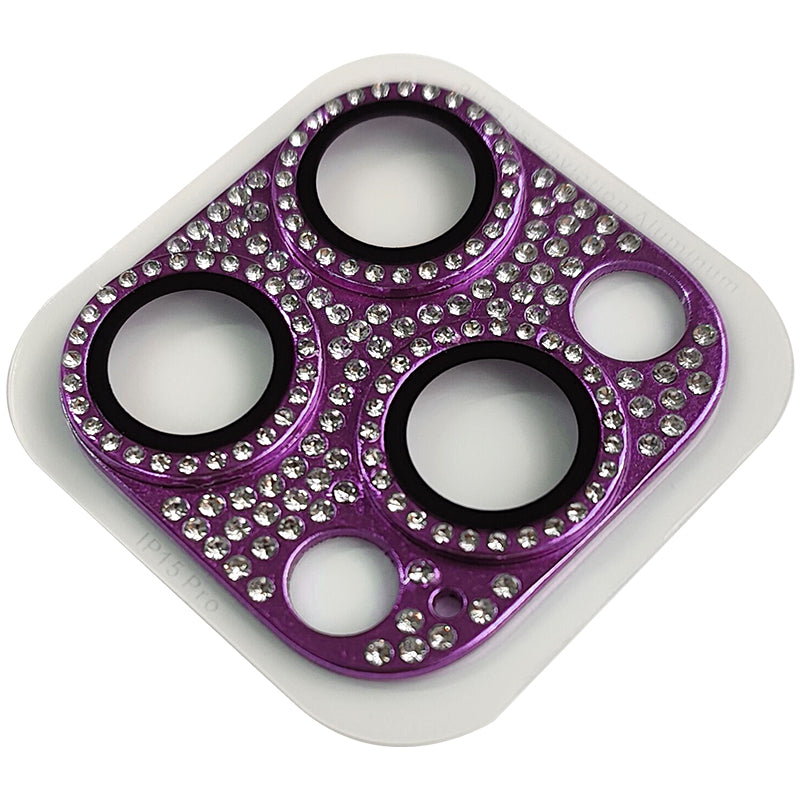 Uniqkart For iPhone 15 Pro / 15 Pro Max Aluminum Alloy + Tempered Glass Lens Film Crystal Clear Camera Lens Protector - Purple