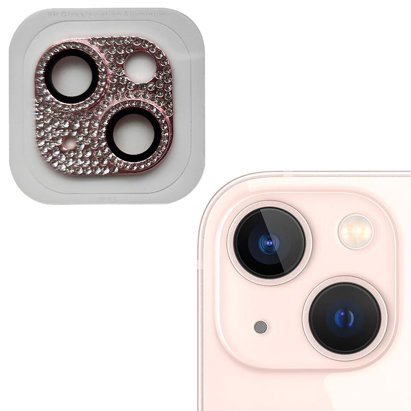 Uniqkart For iPhone 15 / 15 Plus Crystal Clear Camera Lens Protector Aluminum Alloy + Tempered Glass Lens Film - Pink