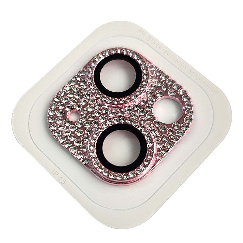 Uniqkart For iPhone 15 / 15 Plus Crystal Clear Camera Lens Protector Aluminum Alloy + Tempered Glass Lens Film - Pink