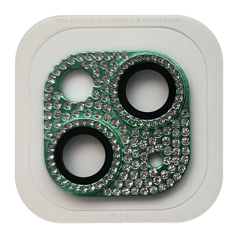Uniqkart For iPhone 15 / 15 Plus Crystal Clear Camera Lens Protector Aluminum Alloy + Tempered Glass Lens Film - Green