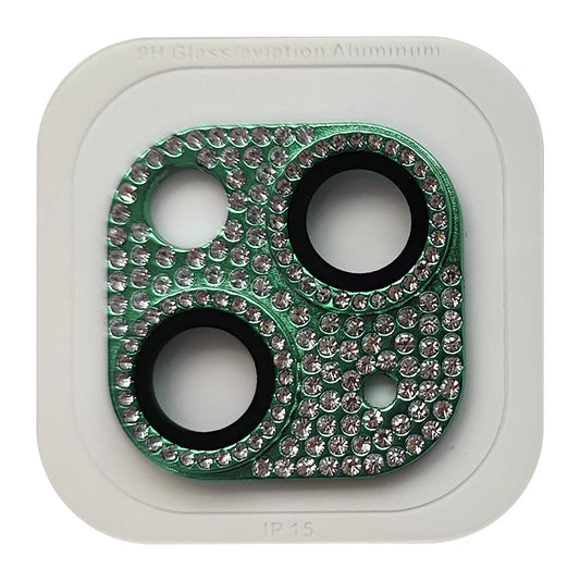 Uniqkart For iPhone 15 / 15 Plus Crystal Clear Camera Lens Protector Aluminum Alloy + Tempered Glass Lens Film - Green