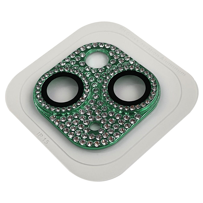 Uniqkart For iPhone 15 / 15 Plus Crystal Clear Camera Lens Protector Aluminum Alloy + Tempered Glass Lens Film - Green